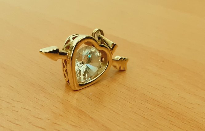 Gold 585 Anhänger Herz Stein weiß ca. 4,97g – Foto 3