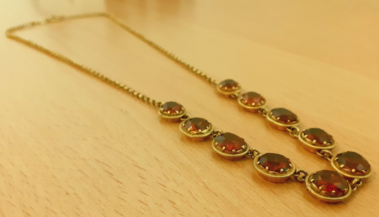 Gold 333 Collier Steine orangerot ca. 11,91g