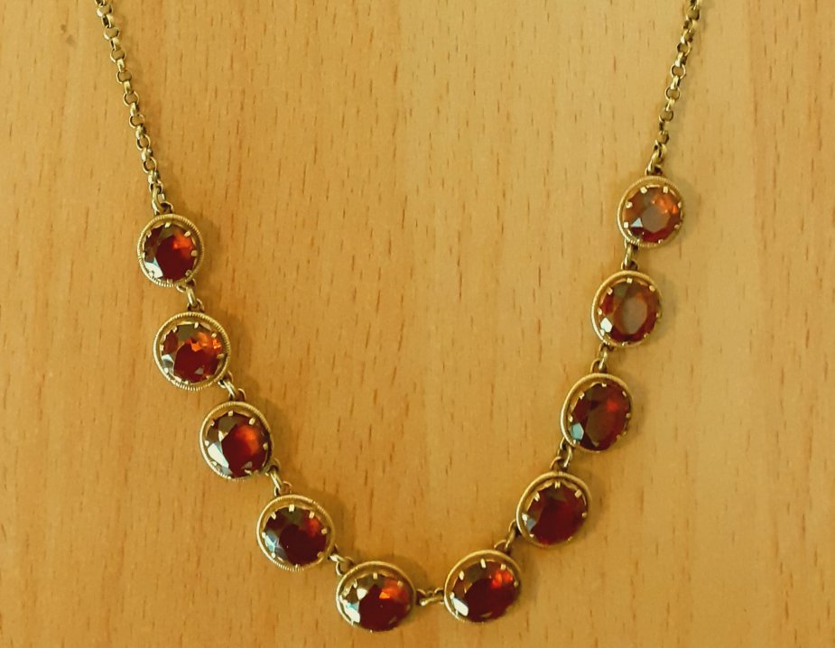 Gold 333 Collier Steine orangerot ca. 11,91g – Foto 4