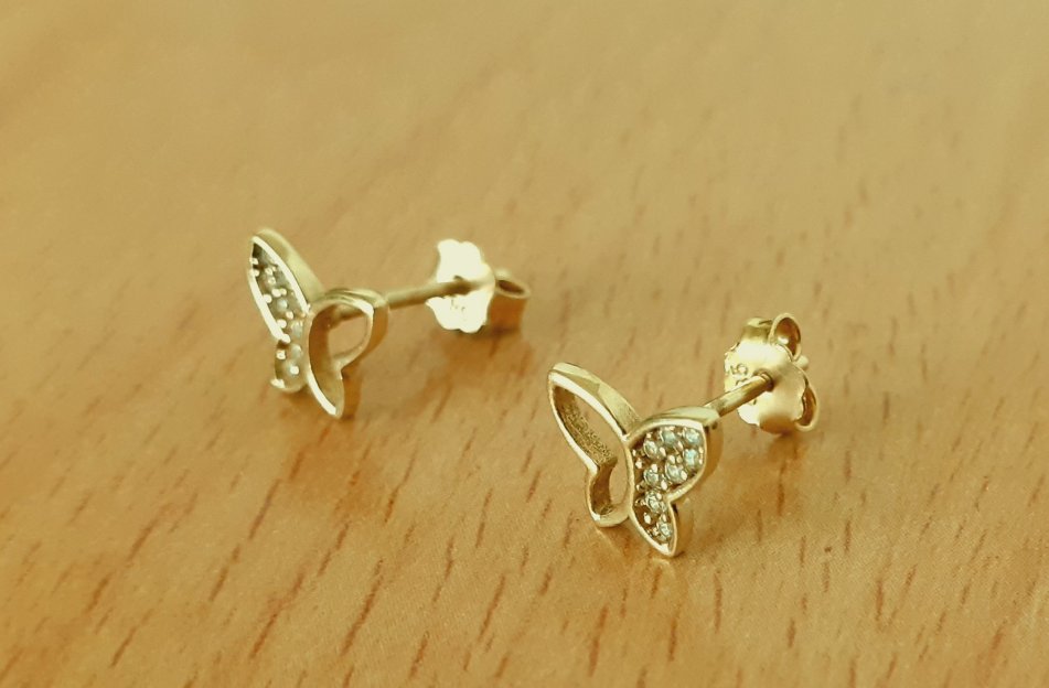 Gold 585 Ohrstecker Schmetterling ca. 1,08g – Foto 2