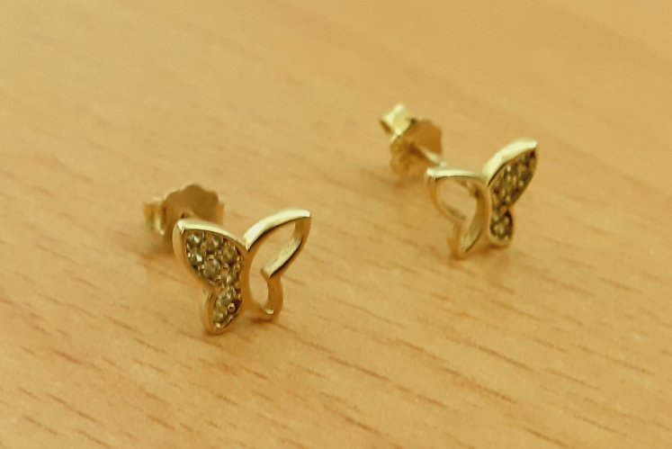 Gold 585 Ohrstecker Schmetterling ca. 1,08g – Foto 3