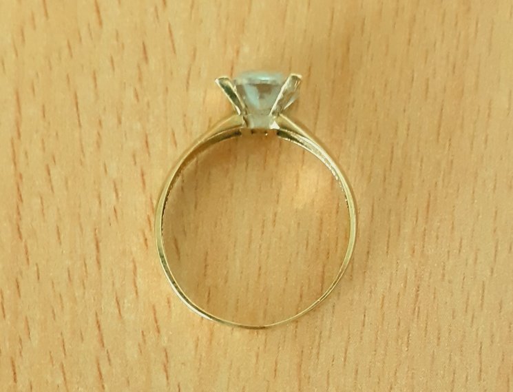 Gold 585 Ring Solitär Stein weiß ca. 1,94g – Foto 5