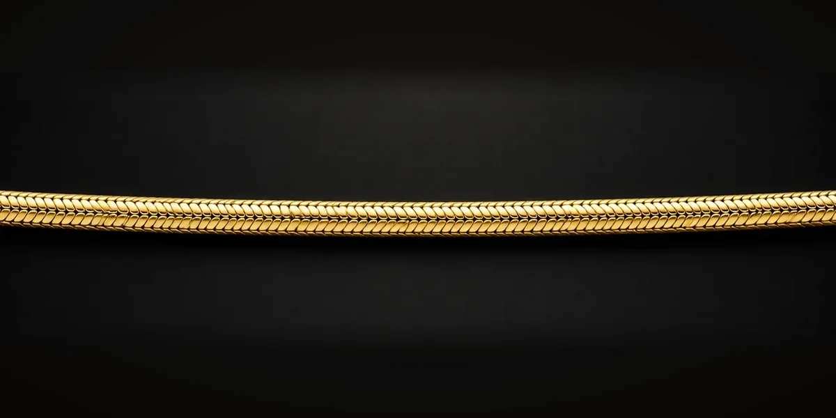 Goldene Schlangenkette – Eng verbundene Segmente bilden eine glatte, nahezu geschlossene und flexible Kettenoberfläche.